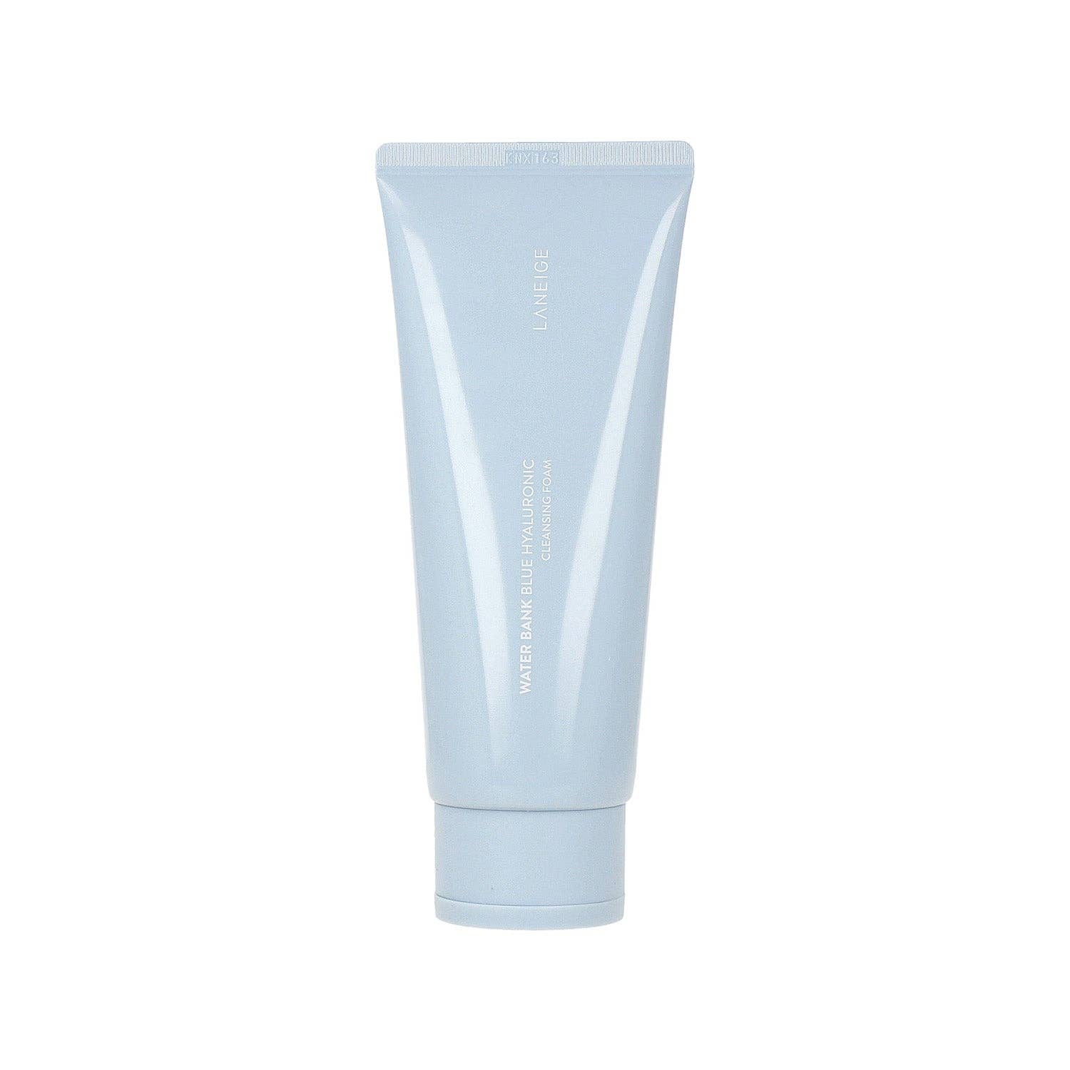 Laneige Water Bank Blue Hyaluronic Cleansing Foam in a 150g tube, showing the product packaging and label.
