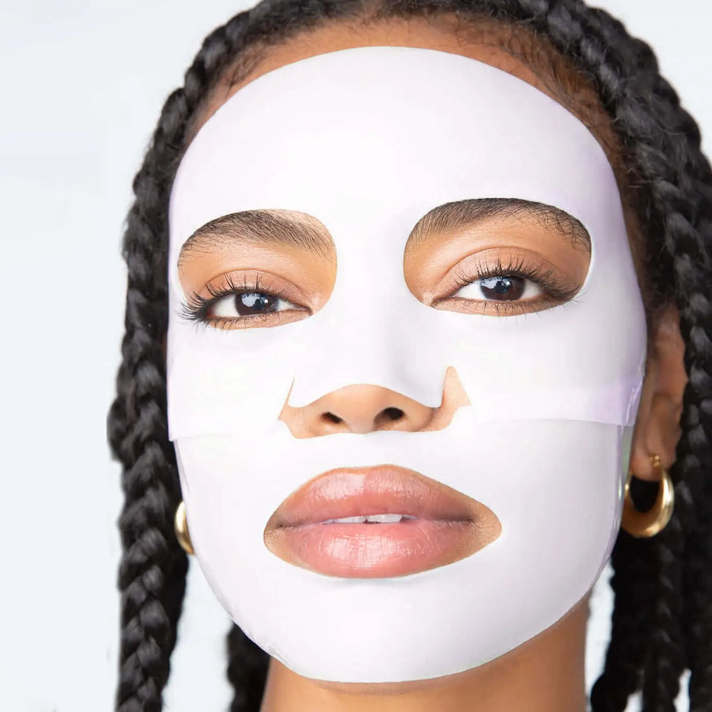 LOOPS Double Take Glow Hydrogel Sheet Mask with two transparent gel masks for brightening and hydrating the skin.