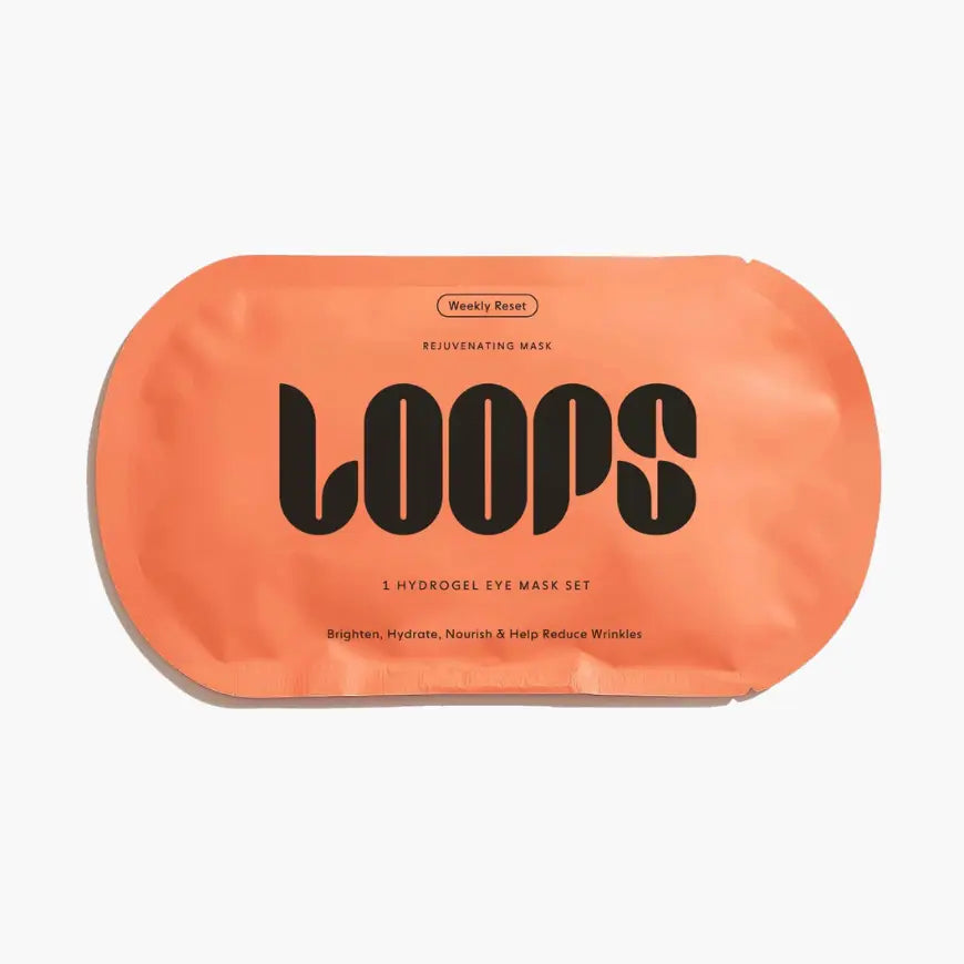 LOOPS Weekly Reset Rejuvenating Hydrogel Eye Mask with soothing gel patches for eye refresh and revitalization.