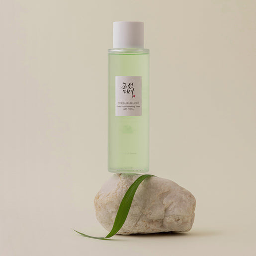 Beauty of Joseon Green Plum Refreshing Toner with AHA and BHA in a 150ml bottle, featuring a clear liquid and green plum branding.