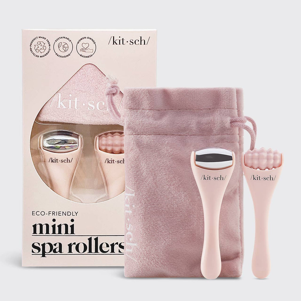 KITSCH Mini Spa Rollers 2-piece set, small jade facial rollers with smooth stone surfaces for skincare massage and relaxation.