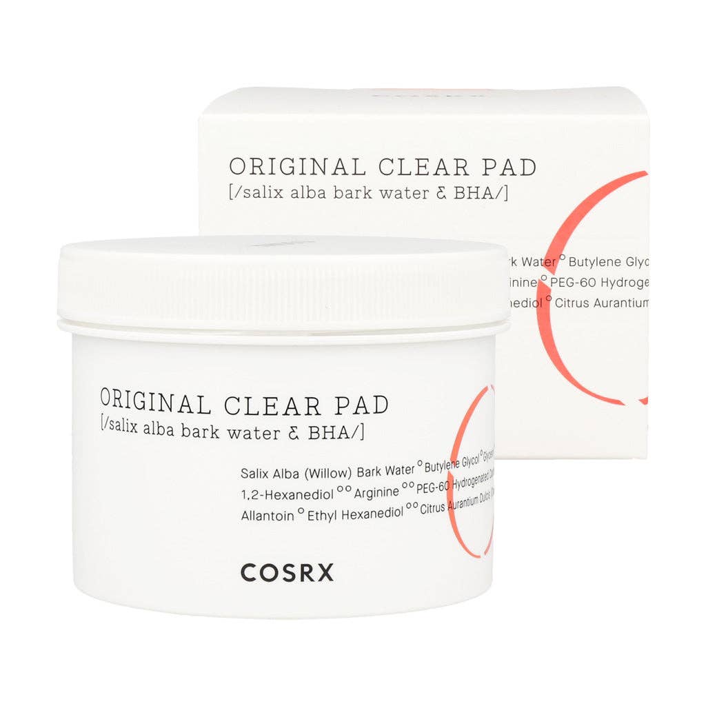 Cosrx One Step Original Clear Pads with 70 exfoliating cotton pads for clear, smooth skin and gentle cleansing.