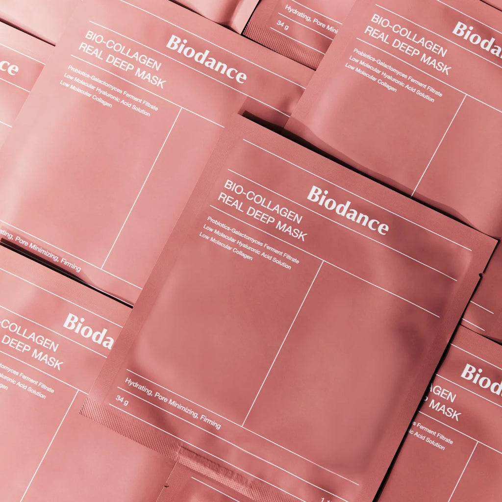Biodance Bio-Collagen Real Deep Mask in a sleek black and gold packaging, designed for deep skin hydration and collagen boost.