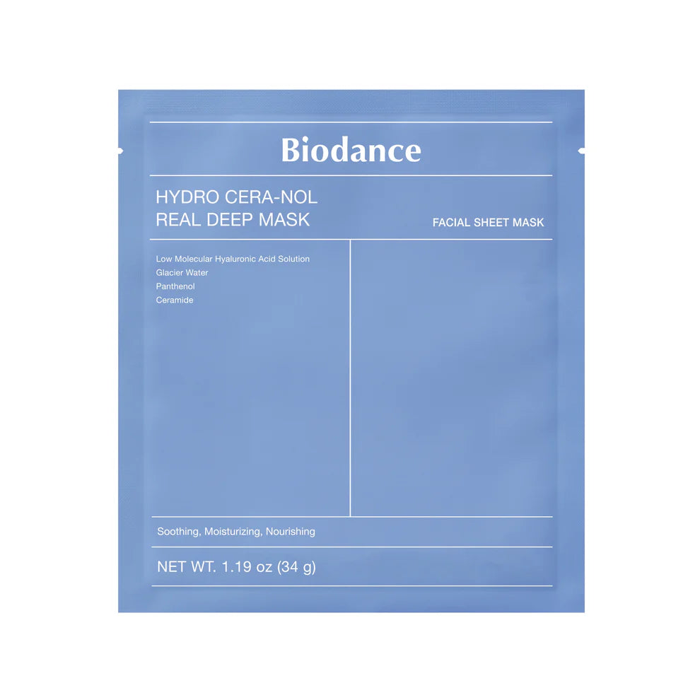 Biodance Hydro Cera-nol Real Deep Mask in a skincare jar with a smooth, hydrating gel texture for deep facial moisture.