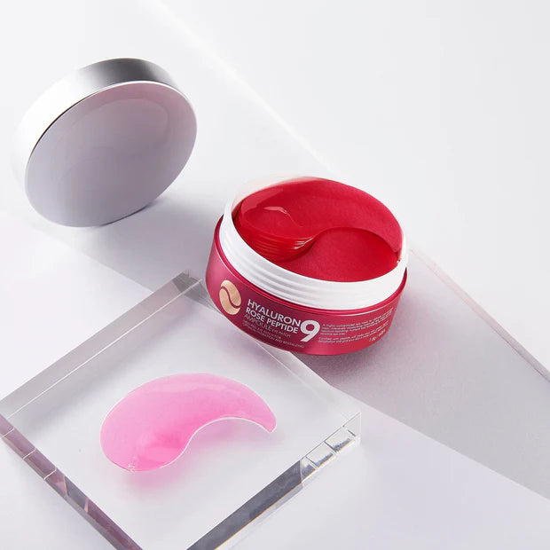 Medi-Peel Hyaluron Rose Peptide 9 Ampoule Eye Patch, 60 pairs, with hydrating hyaluronic acid and rose extract for eye area care