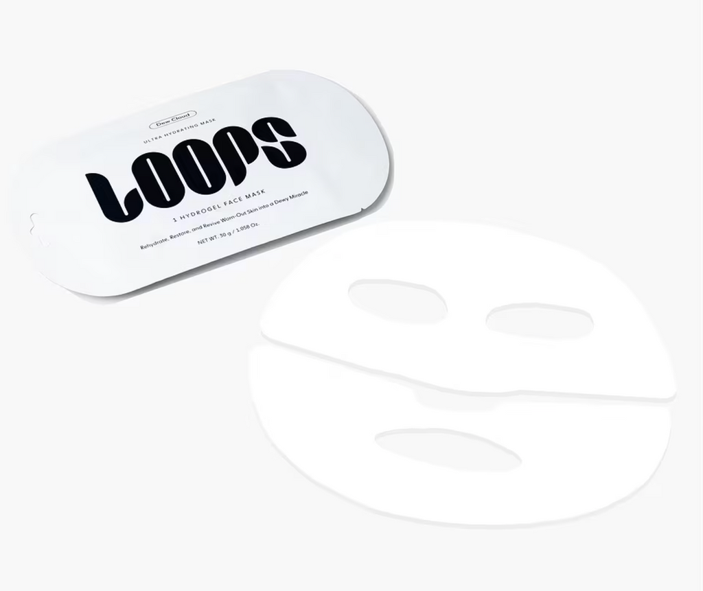 LOOPS Dew Cloud Ultra Hydrating Mask in a jar, showcasing its creamy, moisturizing texture and sleek packaging.