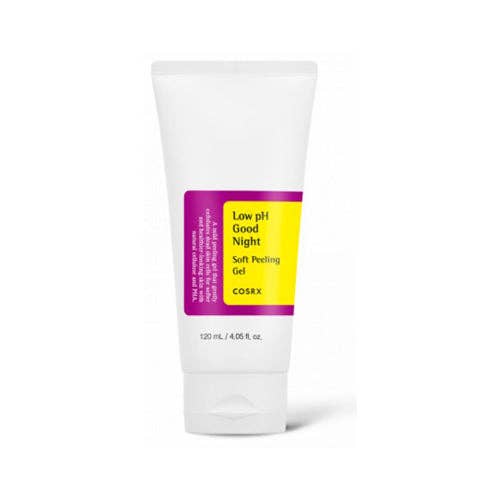 Cosrx Low pH Good Night Soft Peeling Gel 120ml showing the gel texture in a clear container with a white background