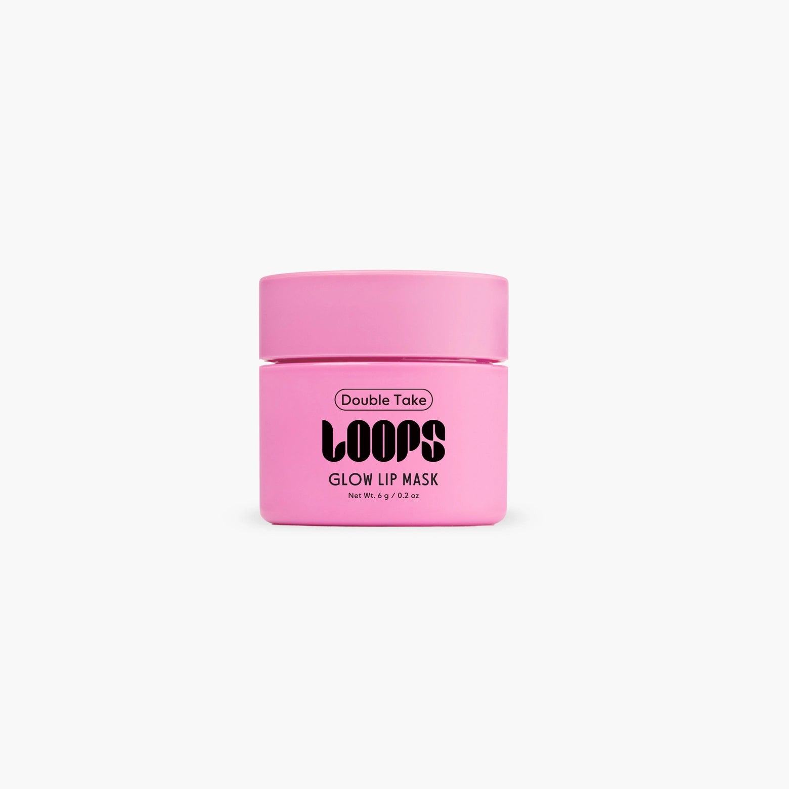 LOOPS Double Take Mini Lip Mask jar with black lid and purple label, showcasing a nourishing lip skincare product.