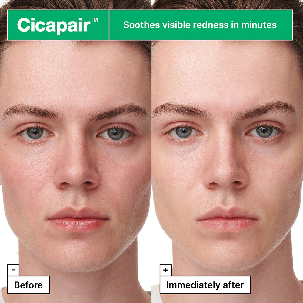 DR.JART+ Cicapair Sensitive Skin Serum face mask showing its soothing, calming design in a sleek, green packaging.