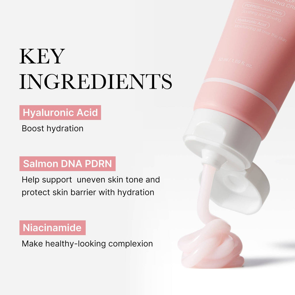 Medicube PDRN Pink Peptide Cream in 50ml jar, featuring a pink-tinted skincare cream with smooth texture and elegant packaging.