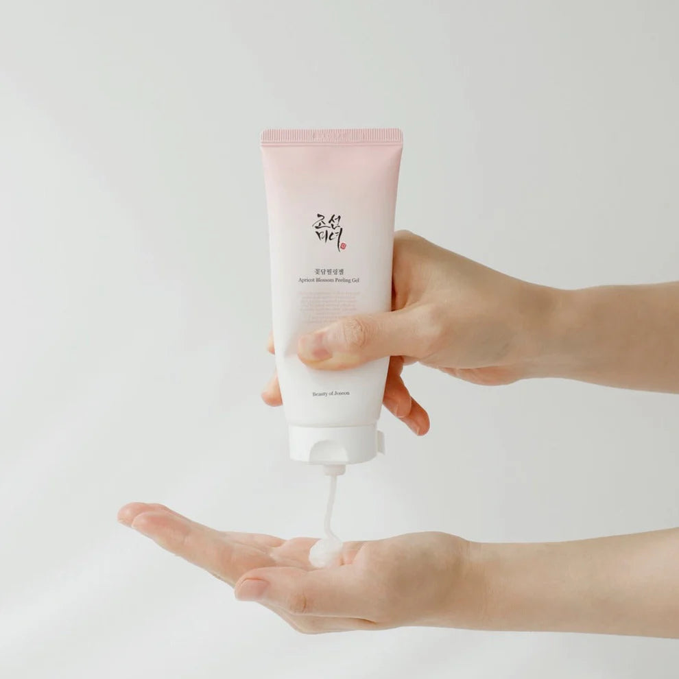 Beauty of Joseon Apricot Blossom Peeling Gel 100ml, close-up of the gel's smooth texture in a clear container.